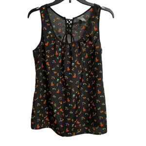 Charlotte Russe Women's Cherries Flowers Beachy Tank Top Size M Cute Coquette